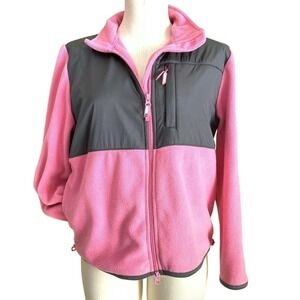 Oleg Cassini Sport Fleece Jacket Stretch Pink Color Block Womens Size Medium